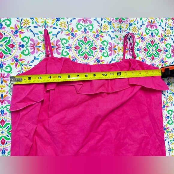 Ann Taylor Loft Linen Cotton slip dress pink ruffle spaghetti strap size 10 pink - Picture 11 of 16